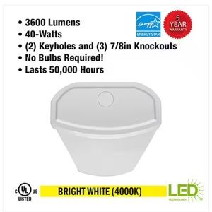 4 ft. 3600 Lumens LED Wraparound Ceiling Light Garage Light Laundry Room Shop